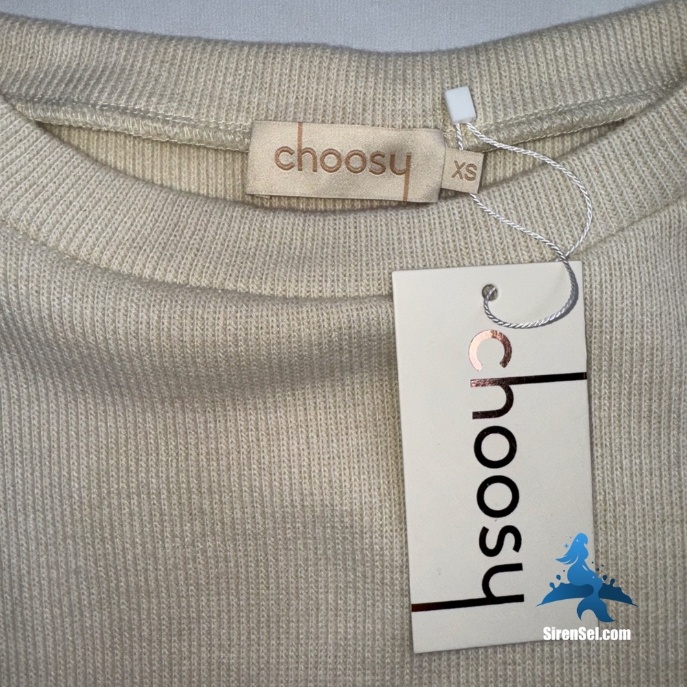 1158 NWT Choosy Elsa Crop Sweater Ribbed – XS – Cream - Picture 3 of 12